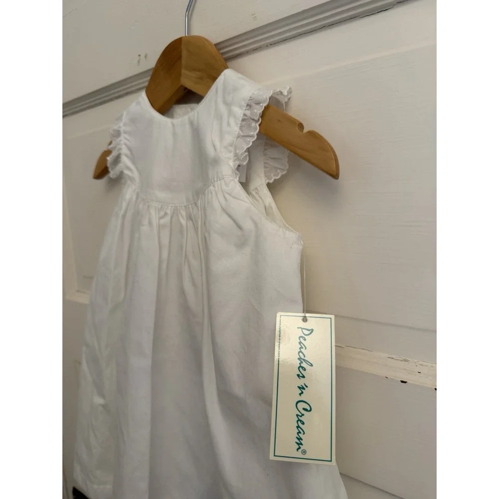 Peaches 'n Cream Baby Girls White Cotton‎ Dress Bloomers Size 18M New $64